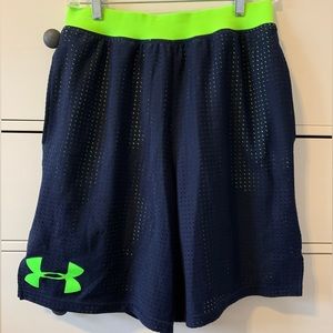 Under Armour Medium Lime Green & Navy Blue Athletic Shorts